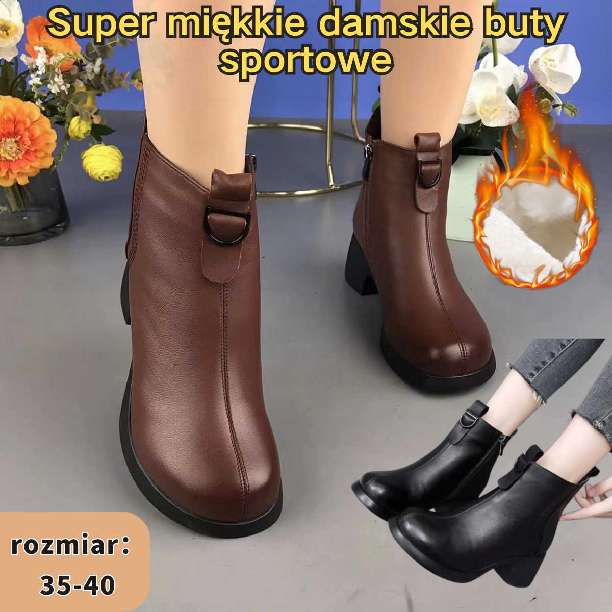 👠【35-40】Nowe jesienne i zimowe krótkie buty z bocznym zamkiem błyskawicznym i antypoślizgowymi cholewkami